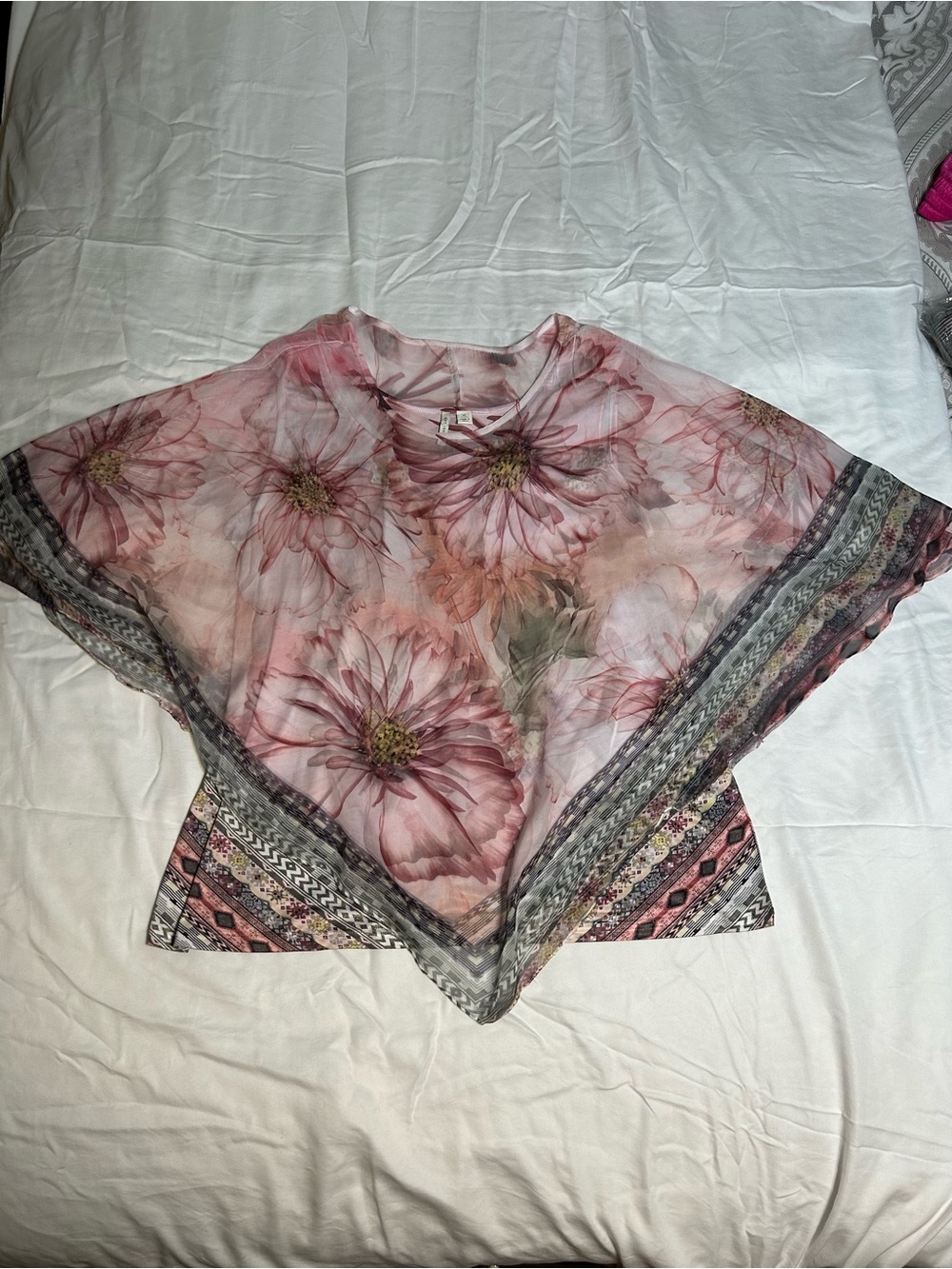 Cato Pink Floral Sheer Top